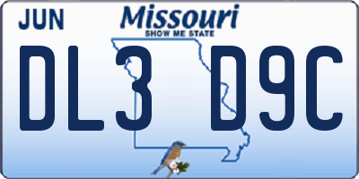 MO license plate DL3D9C