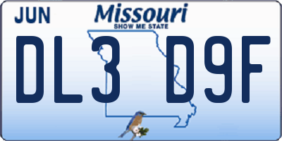 MO license plate DL3D9F