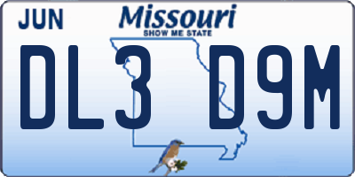 MO license plate DL3D9M
