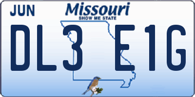 MO license plate DL3E1G