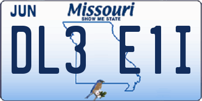MO license plate DL3E1I