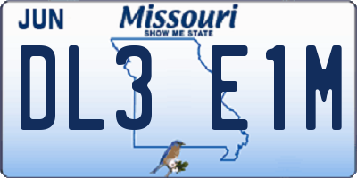 MO license plate DL3E1M