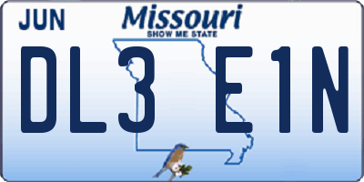 MO license plate DL3E1N