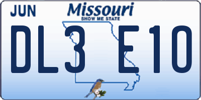 MO license plate DL3E1O