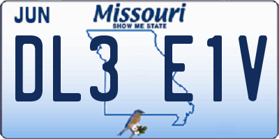 MO license plate DL3E1V