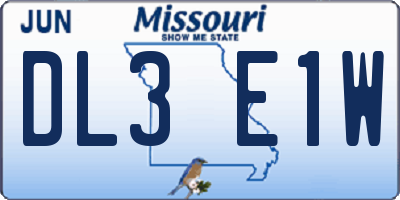 MO license plate DL3E1W