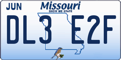 MO license plate DL3E2F