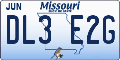 MO license plate DL3E2G