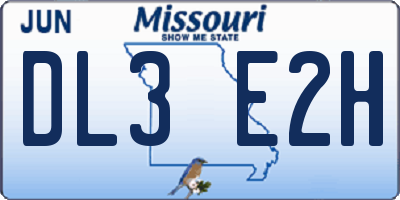 MO license plate DL3E2H