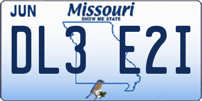 MO license plate DL3E2I