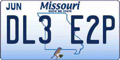 MO license plate DL3E2P