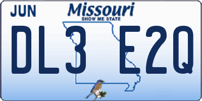 MO license plate DL3E2Q