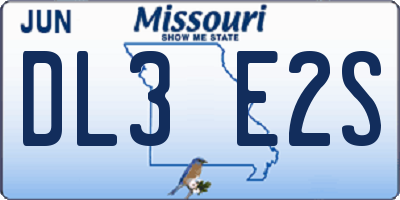MO license plate DL3E2S