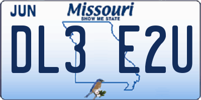 MO license plate DL3E2U