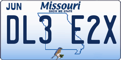 MO license plate DL3E2X