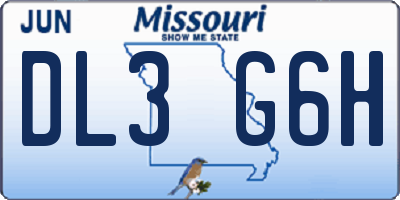 MO license plate DL3G6H