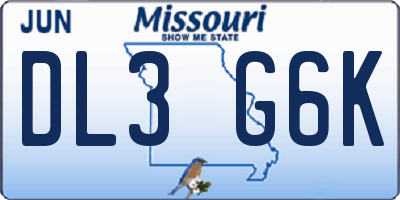 MO license plate DL3G6K