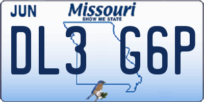 MO license plate DL3G6P