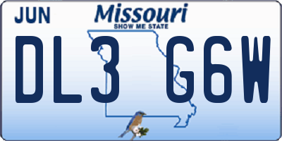 MO license plate DL3G6W