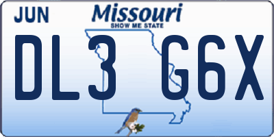 MO license plate DL3G6X
