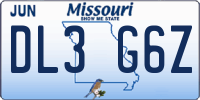MO license plate DL3G6Z