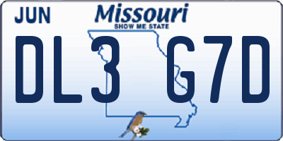 MO license plate DL3G7D