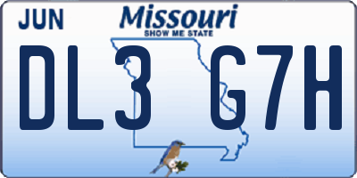 MO license plate DL3G7H