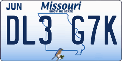 MO license plate DL3G7K