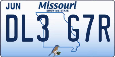 MO license plate DL3G7R