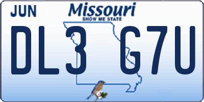 MO license plate DL3G7U