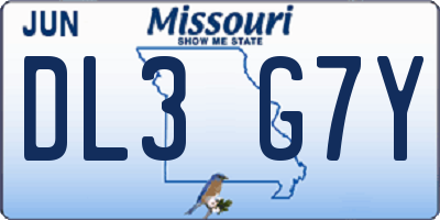 MO license plate DL3G7Y