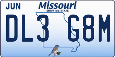 MO license plate DL3G8M