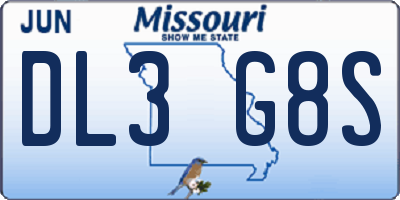 MO license plate DL3G8S