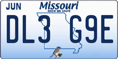 MO license plate DL3G9E