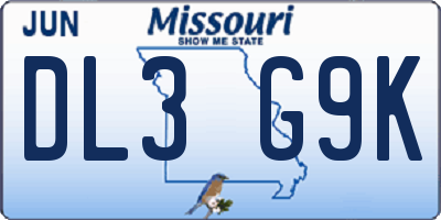 MO license plate DL3G9K