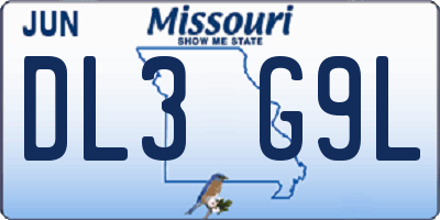MO license plate DL3G9L