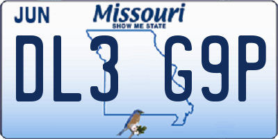 MO license plate DL3G9P