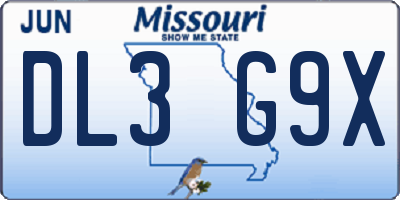 MO license plate DL3G9X