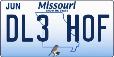 MO license plate DL3H0F