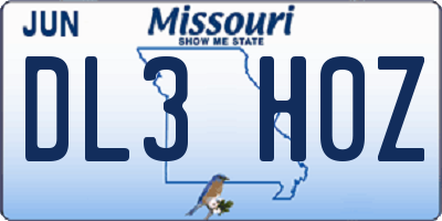 MO license plate DL3H0Z