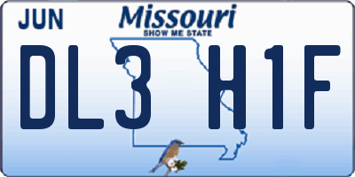MO license plate DL3H1F