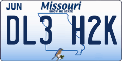 MO license plate DL3H2K