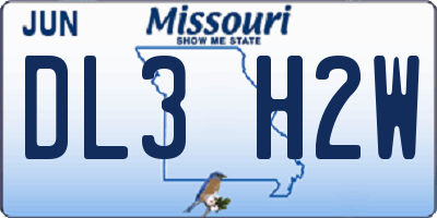 MO license plate DL3H2W