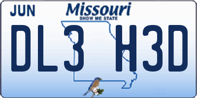 MO license plate DL3H3D