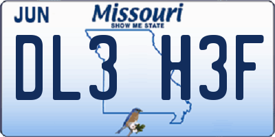 MO license plate DL3H3F