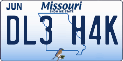 MO license plate DL3H4K