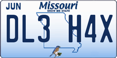 MO license plate DL3H4X