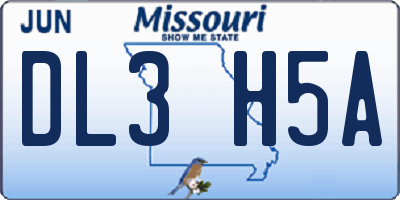 MO license plate DL3H5A
