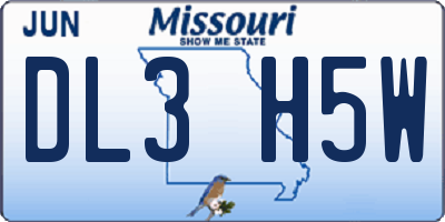 MO license plate DL3H5W