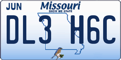 MO license plate DL3H6C